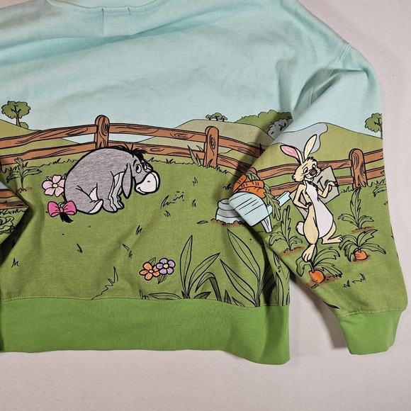 Disney Parks Winnie The Pooh And Friends Sweatshirt Crewneck Size Medium AOP - Picture 8 of 9